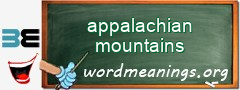 WordMeaning blackboard for appalachian mountains